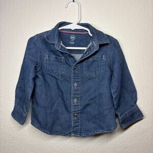 2T Toddler Boy Denim Button Down Shirt Capsule Staple Essential Jean Top